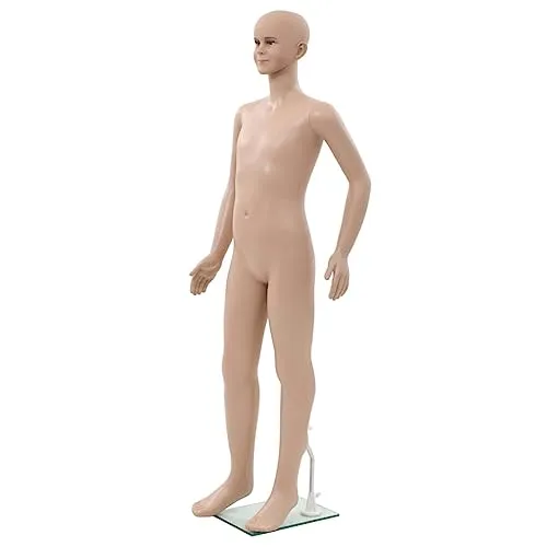 vidaXL Kinder Schaufensterpuppe 140cm mit Glassockel - Schneiderpuppen für kreative Präsentationen: Diese 4-teilige Kinder-Mannequin mit drehbarem Kopf und Armen ist ideal für Schaufenster und bietet Stabilität durch den Glassockel.