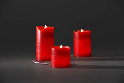 Konstsmide LED Echtwachskerzen 3er-Set, rot von Konstsmide