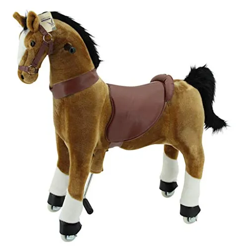 Sweety Toys 7363 Reittier groß Pferd Brownie auf Rollen - Tierfiguren für Kinder, robustes Reittier mit hochwertigen Rollen und Pedalen, ideal für Kinder von 4 bis 9 Jahren bis 50 kg.
