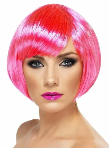 Metamorph Kostüm-Perücke Bubikopf Perücke pink, Short Bob im Hochglanz-Look