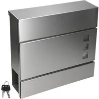 ECD Germany Briefkasten mit Zeitungsfach aus gebürstetem Stahl, 37x10,5x36,5 cm