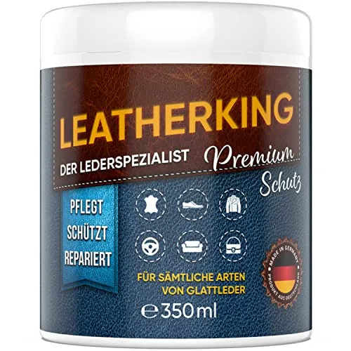 LeatherKing - Natürliche Anti-Aging Lederpflege, 350ml | Lederbalsam für Auto, Lederjacke, Handtaschen, Ledercouch, Schuhe, Pferde Sattel und vieles mehr - Premium Lederfett (1 Dose)