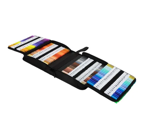 ECD Germany Dual Brush Pen Set 120 Farben - Schreibutensilien mit 120 lebendigen Farben, doppelseitigen Spitzen für kreative Vielfalt und sicherer, ungiftiger Tinte auf Wasserbasis – ideal für Kinder und Erwachsene.