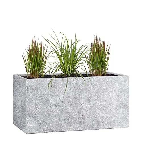Pflanzwerk® Pflanzkübel TUB Lava Hellgrau 45x100x45cm XXL – Robuster Blumenkübel für drinnen und draußen - Großer Pflanzwerk Pflanzkübel aus Fiberglas – speziell imprägniert für Frostbeständigkeit und Langlebigkeit. Ideal für Garten und Wohnung. Maße: 45x100x45cm, 189 Liter Volumen.