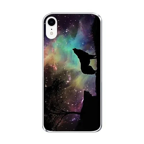 König Design Handyhülle Kompatibel mit Apple iPhone XR Hülle TPU Eckenschutz Stoßfest Dünn Kratzfest Schutzhülle - Wolf Abendhimmel