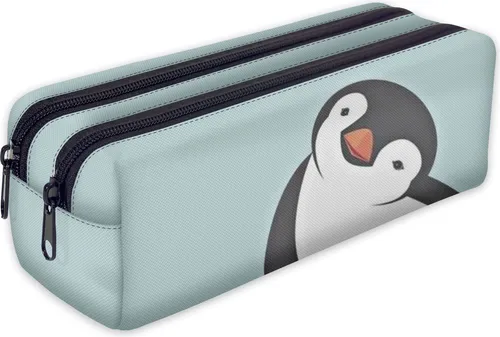 Mäppchen, Federtasche, Federmäppchen 2 Fächer, Schüleretui, lustiges 3D-Motiv, Pinguin [107]