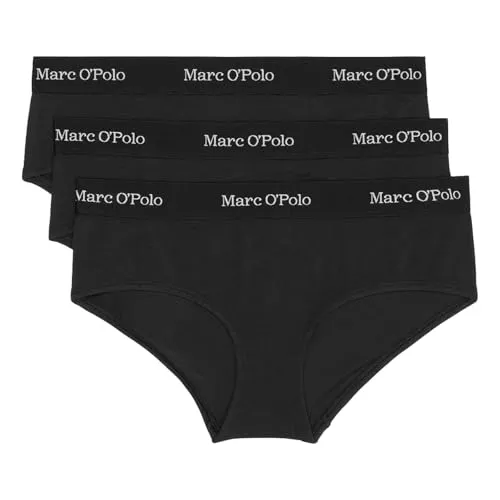 Marc O'Polo Damen Essentials 3-Pack Panty Hipster Panties, Schwarz, L EU - Funktionsunterwäsche mit klassischem Look und optimalem Tragekomfort, ideal für den täglichen Gebrauch.