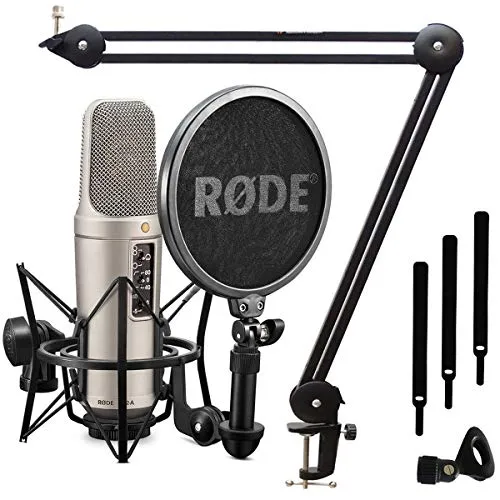 RØDE NT2-A Mikrofon Set mit MS138 Mikrofonarm - Hochwertiges Kondensatormikrofon mit drei Richtcharakteristiken und extrem niedrigem Eigenrauschen. Ideal für Studioaufnahmen, YouTube und Gaming - inklusive flexibler Mikrofonarmhalterung.