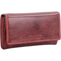 Echtleder Damengeldbörse cherry 17x10cm - Elegante Geldbörse aus Softnappaleder mit 22 Kreditkartenfächern, Sichtfächern und einem geräumigen Kleingeldfach. Ideal für den stilvollen Alltag.