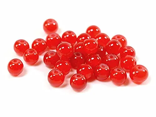 Glasperlen in Jadeoptik in rot 6,5mm 30
