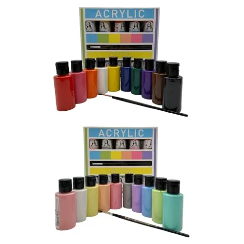 SÜDOR ACRYLFARBEN-SET. 20 Farben je 36ml. Hochpigmentierte und deckende Malfarben für Leinwand, Pouring, Holz, Stein, Papier, Gips, Metall usw. Allzweckfarben (20 Farben x 36ml mit Pinsel)