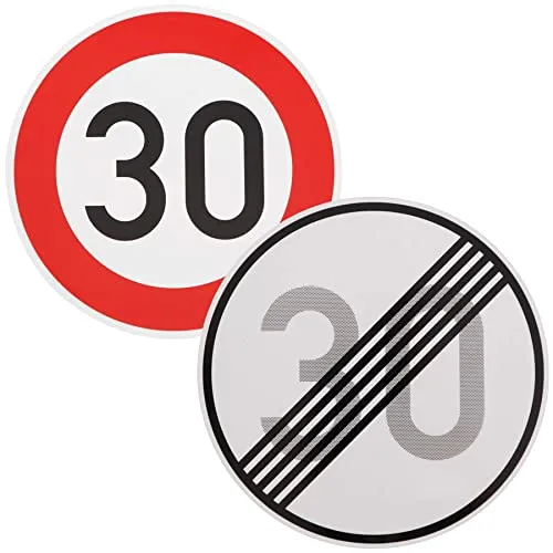 Original 2 x Verkehrszeichen Nr. 278-30 Ende 30 km/h und Nr. 274-30 30 km/h Straßenschild Verkehrsschild Schilder Temposchild 600 mm nach StVO mit RAL