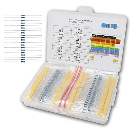 world-trading-net - Metallschicht-Widerstand 0,25W, Widerstand 1-1MOhm, 400 Stück, Betriebsspannung 250V, Durchschlagsfestigkeit max. 500V