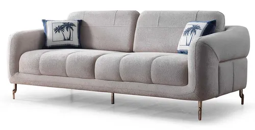 Elegantes 3-Sitzer Sofa mit goldenen Akzenten - Stilvolles Sofa für Ihr Wohnzimmer, bietet Platz für 3 Personen. Mit hochwertigem Stoff und goldenen Details fügt es sich perfekt in moderne Einrichtungsstile ein.
