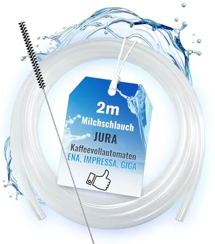 Piebert Milchschlauch-Set 18956: 2m Milchschlauch + Reinigungsbürste Ø 3mm innen / 6mm außen – kompatibel mit JURA Kaffeevollautomaten Milchsystem – spülmaschinenfeste Bürste aus Edelstahl & Nylon