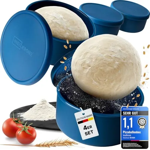 Inselkrone Pizzaballenbox mit Deckel, 4er Set von Inselkrone