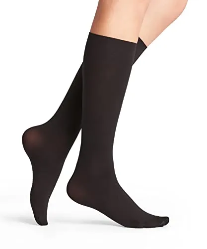 FALKE Damen Kniestrümpfe Seidenglatt 40 DEN W Kh halb-blickdicht einfarbig 1 Paar, Schwarz Black 3009, 39-42