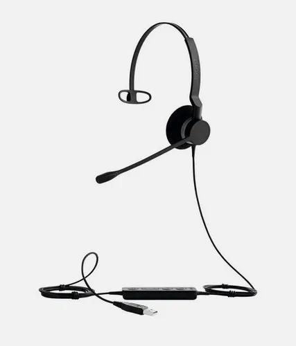 Jabra Biz 2300 USB-A UC On-Ear Mono Headset - Kopfhörer mit Noise Cancelling und HD-Audio, ideal für professionelle Kommunikation – schützt das Gehör mit PeakStop-Technologie und bietet ganztägigen Komfort.