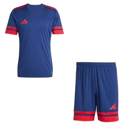 adidas Herren Set Trikot + Hose Squadra 25 Team Navy Blue2/Red2 XL - Sportliches Trikot-Set mit atmungsaktivem Design für hohen Tragekomfort. Das Set beinhaltet ein Trikot mit Rundhalsausschnitt und eine kurze Hose mit elastischem Bund.