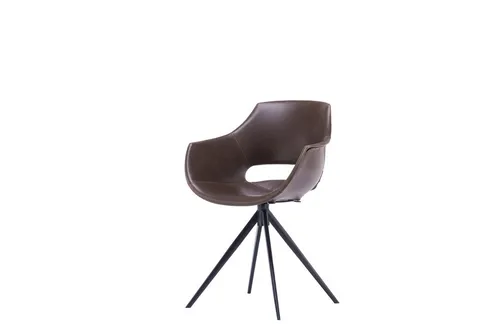 KAWOLA Esszimmerstuhl ZAJA - Drehbarer Stuhl für Schreibtisch und Schminktisch - Moderner Esszimmerstuhl mit 360 Grad Drehfunktion, ideal für Komfort und Flexibilität in jedem Raum. Hergestellt aus hochwertigem Kunstleder in elegantem Braun.