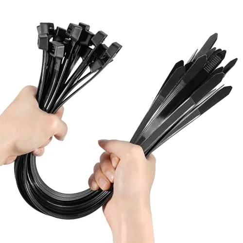 Kabelbinder Schwarz 500mm x 12,4 mm Groß Lang Schwarze Kabelbinder Extra Lang Cable Ties Heavy Duty, 30 Stück Zipties Kabelbinder mit 113kg Zugfestigkeit, Outdoor Industrie Kabelbinder UV Beständig