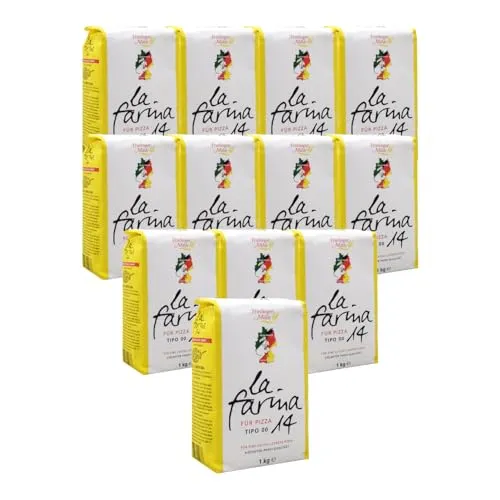 BIELMEIER KÜCHENMEISTER Pizzamehl 14% Protein Tipo 00 (T405) 12 Stück á 1kg Das hochwertige Getreide stammt von Landwirten aus der Region