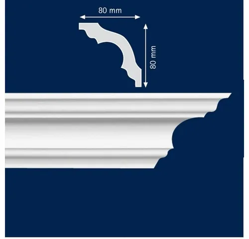 PROVISTON Stuckleiste Polystyrol, 80 x 80 x 2000 mm, Weiß, Deckenleiste, Kleben, Polystyrol