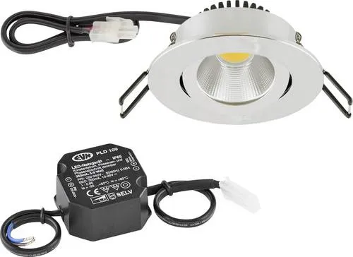 EVN Lichttechnik P-LED Deckeneinbauleuchte 3000K rund - Strahler & Spots, energieeffiziente COB-LED mit 620 Lumen, ideal für individuelle Raum- und Effektbeleuchtung, inkl. fest verbautem LED-Chip und Netzgerät.