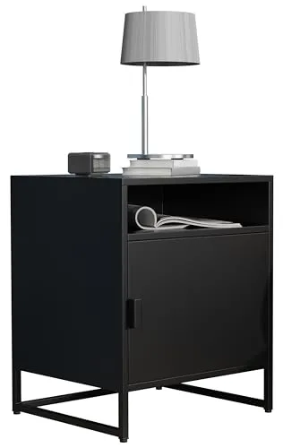VCM Nachtschrank Flokas L - Nachttisch im Industrie-Stil, Maße ca. H. 55 x B. 45 x T. 40 cm, aus robustem Metall und mit leichtgängiger Drehtür, ideal für Schlafzimmer und Wohnräume.