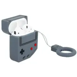 Cadorabo Hülle für Apple AirPod 1 & 2 Design Grau Silikon Kopfhörer Schutzhülle Case Schlüsselanhänger