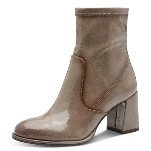 Tamaris Damen Stiefelette mit Reißverschluss und Blockabsatz, Größe:39 EU, Farbe:Beige - Elegante Stiefelette von Tamaris mit rutschfestem Blockabsatz und patentiertem Stoßdämpfer für hohen Tragekomfort. Ideal für stilvolle Auftritte!
