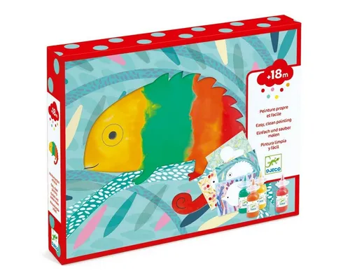 DJECO Kreativset DJ09878: Kleiner Kleckerspaß - Kreativkästen für Kinder ab 1,5 Jahren, mit 4 abwaschbaren Beuteln und Fingerfarben für kreativen Malspaß ohne Chaos.