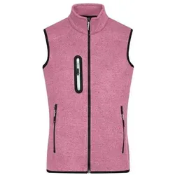 Ladies' Knitted Fleece Vest Strickfleece Weste mit Stehkragen pink/weiß, Gr. L