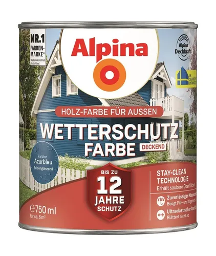 Alpina Wetterschutz-Farbe deckend Azurblau 750ml