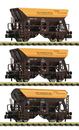 Fleischmann 6660057 3-tlg Set Schotterwgn ÖBB 1:160 Spur N - Güterwagen, detailgetreue Nachbildung für realistische Modellbahnanlagen, ideal für Sammler und Modellbau-Enthusiasten.