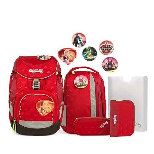 ergobag Schulrucksack Pack - Küss den Bär, 6tlg. Set - Schulranzen aus recyceltem PET mit sportlichem Design und Kletties. Ideal für Kinder ab 5 Jahren, inklusive Sportrucksack, Federmäppchen und mehr!