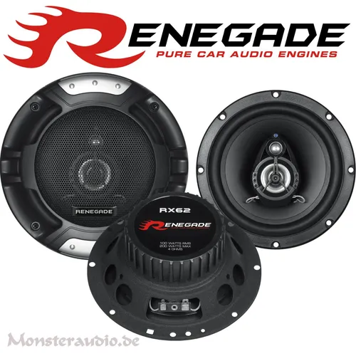 Renegade RX62 2-Wege Einbau-Lautsprecher - Car-HiFi-Lautsprecher mit 200 W Spitzenstrom für kraftvollen Sound, ideal für dein Auto. Genießen Sie eine klare Klangqualität und einfache Montage.