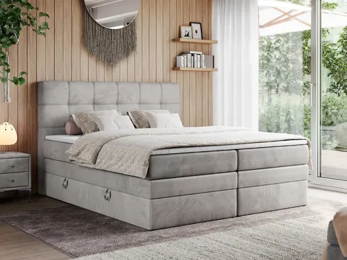 MKS MÖBEL Boxspringbett ERNI KING - Stauraumbett mit Premium-Matratzen - Betten: Boxspringbett mit doppeltem Bettkasten und PREMIUM-Matratzen für optimalen Schlafkomfort dank 7 Härtezonen und Taschenfederkern.