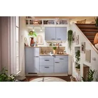 pino Küchenzeile 180 cm Beton Weißgrau Anschlag,inks 1 Geräteschrank