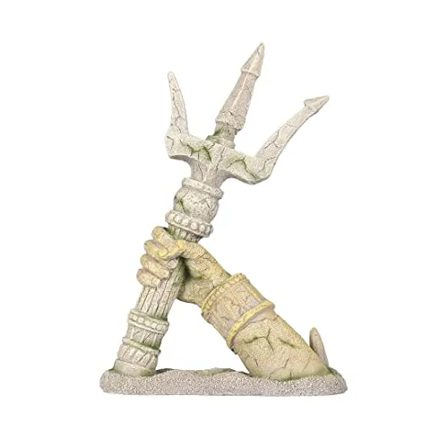 Europet-Bernina Aquariendeko Neptuns Dreizack - Naturgetreue Aquariumdekoration aus ungiftigem Polyesterharz, ideal für Süß- und Meerwasseraquarien, sorgt für ein ansprechendes Ambiente ohne das biologische Gleichgewicht zu stören.