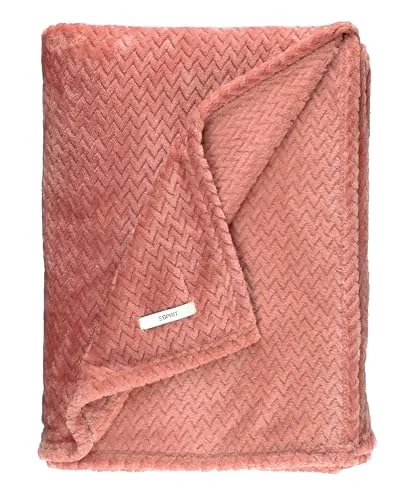 Esprit COMFY Wohndecke 150 x 200 cm in Rosa - Kuscheliger Komfort - Bettdecken: Hochwertige Fleece-Wohndecke von Esprit mit einzigartigem Hoch-Tief-Effekt für stilvolle Gemütlichkeit und Entspannung.