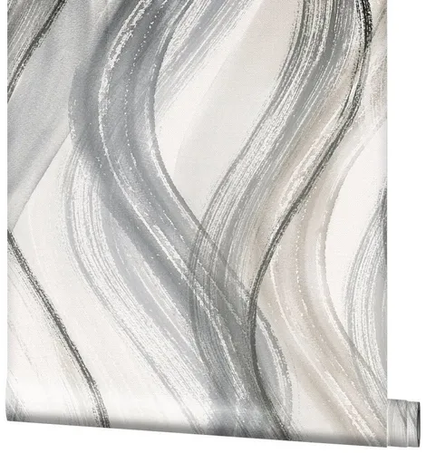 Marburg Tapete Grau Silber Anthrazit Greige Wellen Muster in grau von marburg