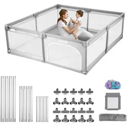 VEVOR Baby-Laufstall 200x149 cm - Laufgitter für drinnen & draußen mit 50 Ozeanbällen, sicherer Reißverschluss-Tür und atmungsaktivem Netz für unbesorgtes Spielen und Wachstum.