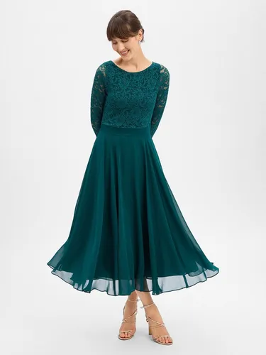 SWING Cocktailkleid aus Spitze in Dunkelgrün, Größe 36 - Elegantes 1-teiliges Kleid mit Dreiviertelärmeln und Rücken-Reißverschluss, perfekt für besondere Anlässe. Das hochwertige Spitzenmaterial sorgt für einen femininen Look.