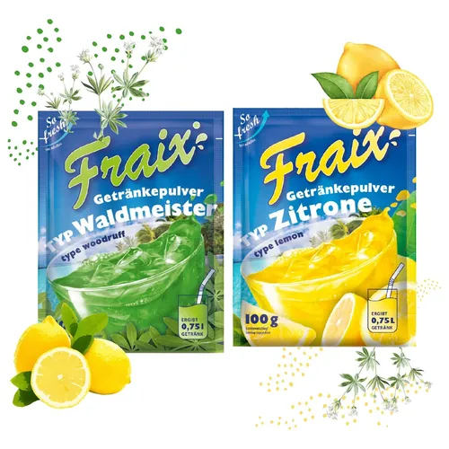 FRAIX Getränkpulver Waldmeister + Zitrone (50er KOMBIPACK) (je 25 x 100g)