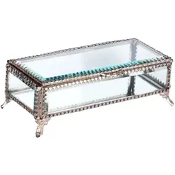 Marrakesch Orient & Mediterran Interior Schmuckkassette Arafat - Handgefertigte Glasbox Arafat, 19cm, ideal als Schmuckschatulle oder stilvolle Aufbewahrung in jedem Raum. Edles Design aus Glas und Metall, 100% Handarbeit aus Indien.