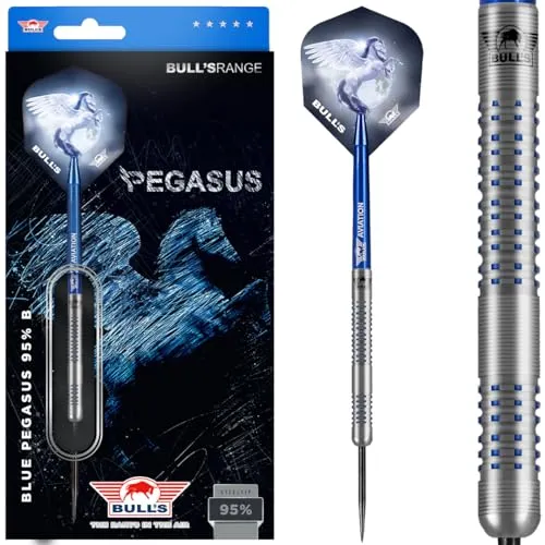 Bull's Blue Pegasus B 95% Tungsten Dartpfeile für jeden Spieler - Phantom and Pixel Grip - professionelle Dartpfeilen - 25 Gramm