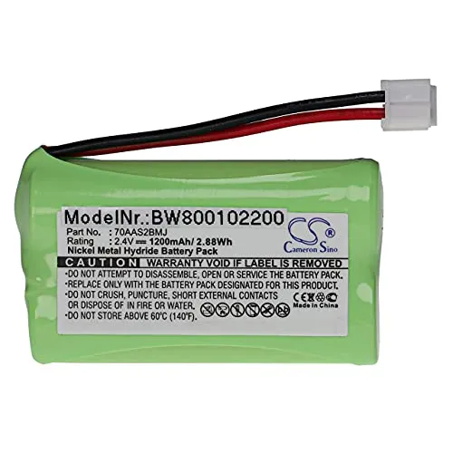 vhbw NI-MH Akku 1200mAh (2.4V) kompatibel mit Binatone MD500, Micro DECT MD-500BTI, Clarity 600, Synergy 500 Seniorentelefon, Handy - Ersatz für 70AAS2BMJ, 6AAS2BMJ, E3N.
