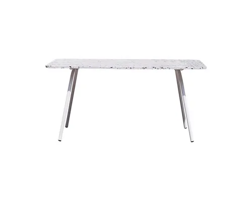 Tikamoon Esstisch Elio Rechteckig aus Premium-Terrazzo und Metall 160 cm - Moderner rechteckiger Gartentisch 'Elio' aus hochwertigem Terrazzo und verzinktem Eisen. Platz für bis zu 6 Personen, ideal für gesellige Abende im Freien. Maße: H 76 × L 160 × T 90 cm, Gewicht: 88 kg.