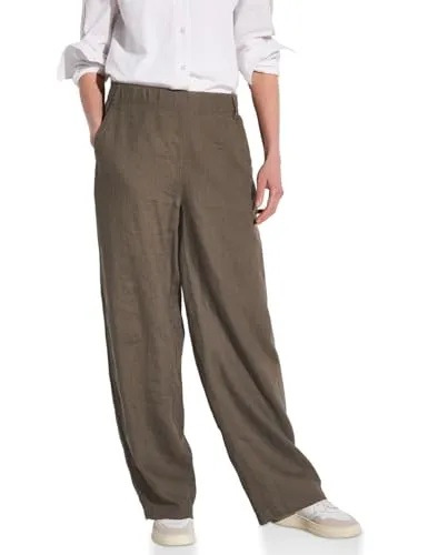 STREET ONE Damen A378739 Wide Leg Leinenhose in Acron Brown von Street One